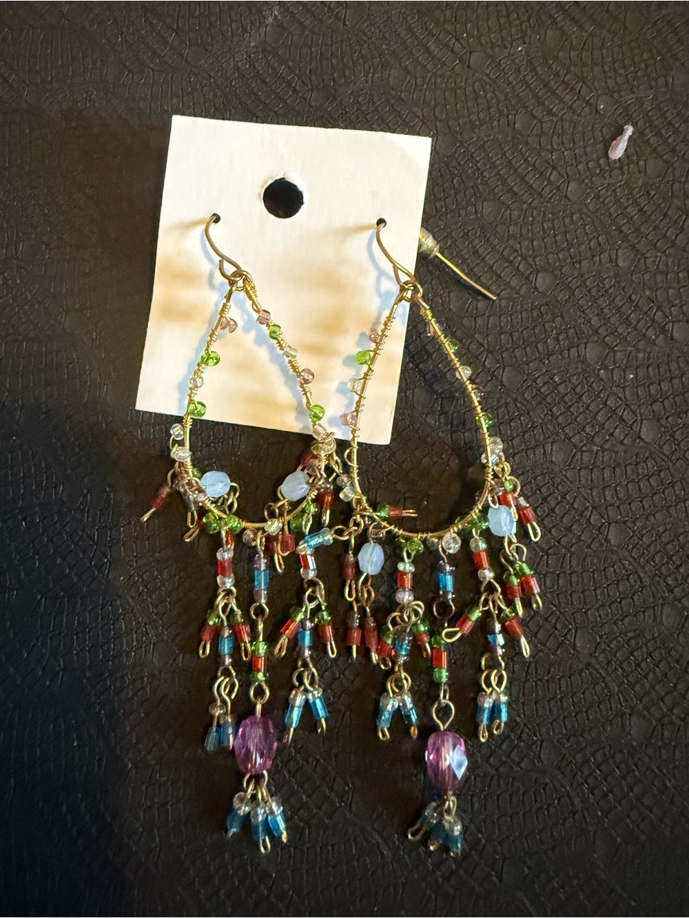Handmade Multicolor Beaded Teardrop Dangle Earrings2